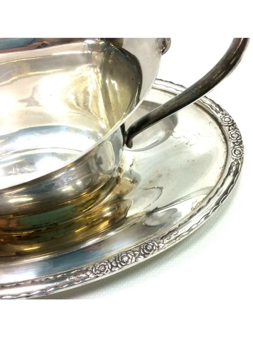 International Silver Camille Silverplate Gravy Boat Attached Underplate Vintage